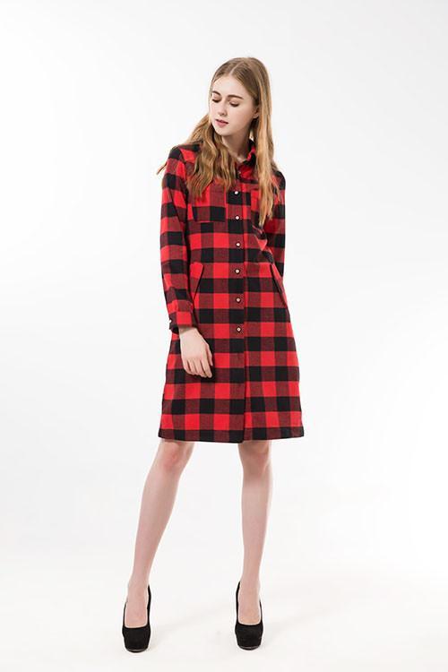 Long Plaid Shirt Dress