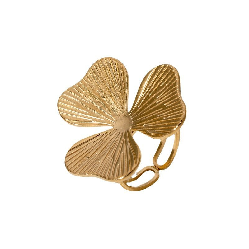 Versatile Petal Ring Open Simple Fashion Small Fresh Stainless Steel Ring For Women