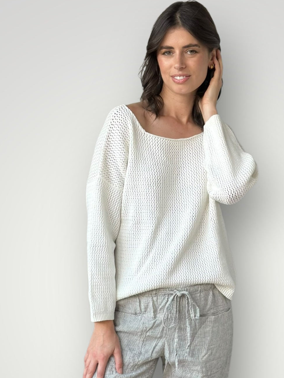 aria jersey- ivory cotton pointel