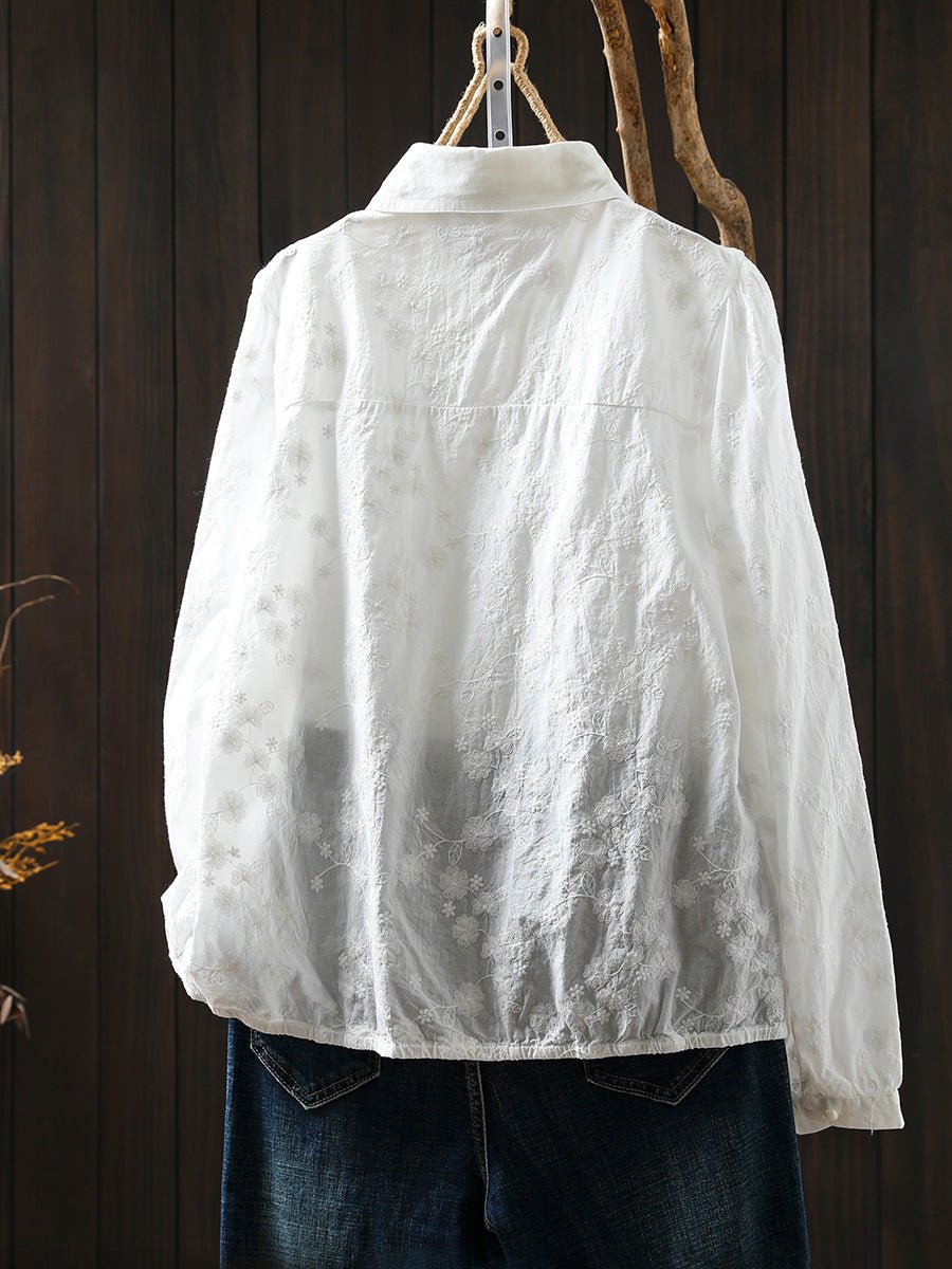 Women Summer Artsy Embroidery 100%Cotton Shirt