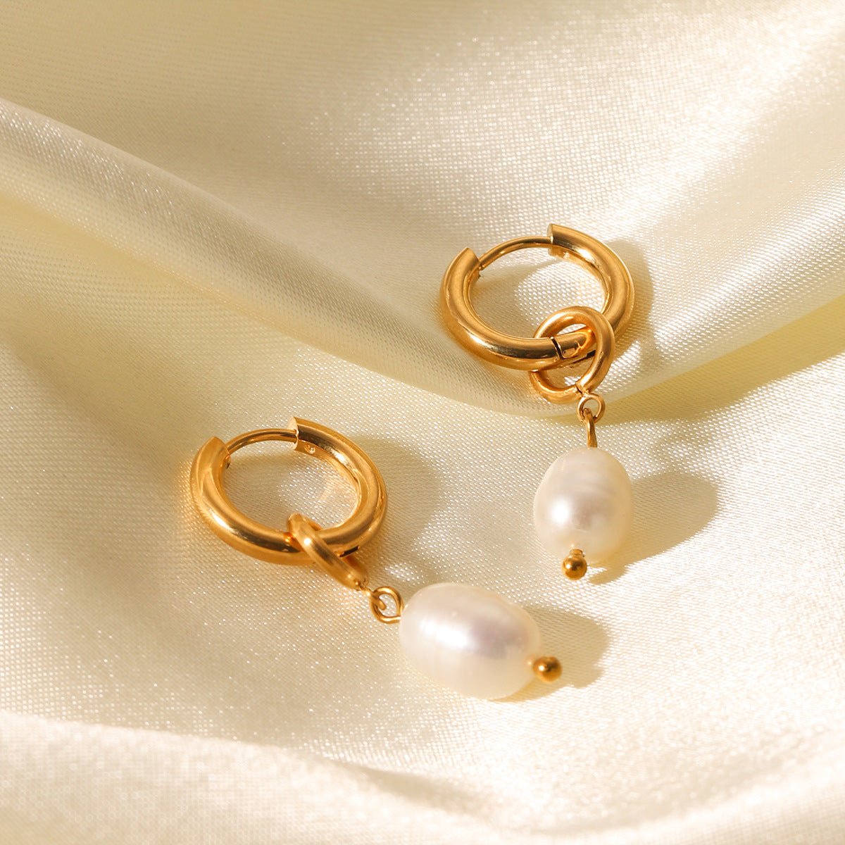 Ins Titanium Steel Earrings Female Freshwater Pearl Earrings Earrings Stainless Steel Earrings