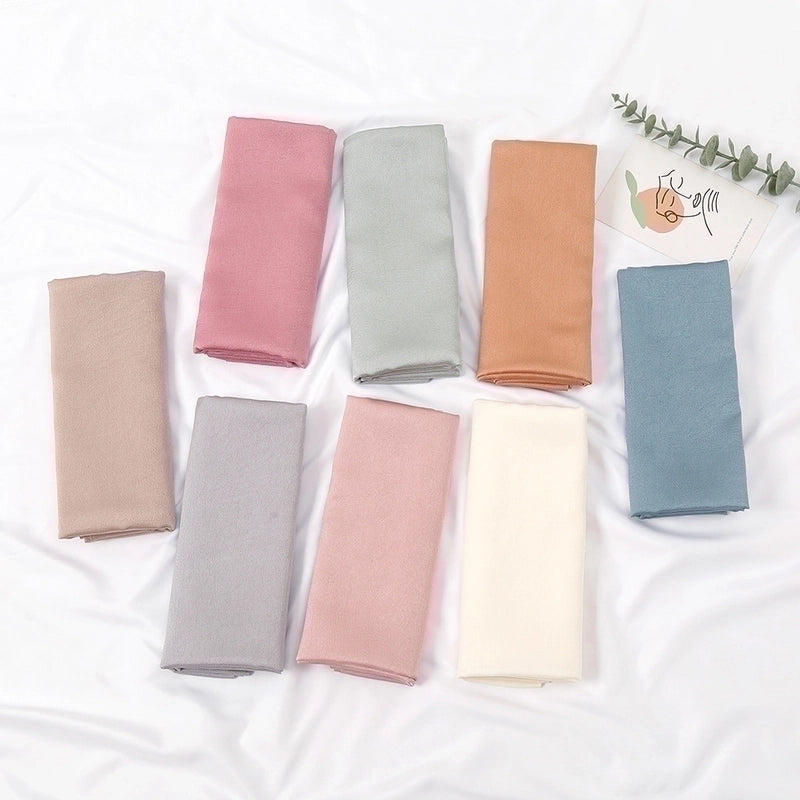 Women's Fashion Solid Color Satin Patchwork Cotton Linen Scarves