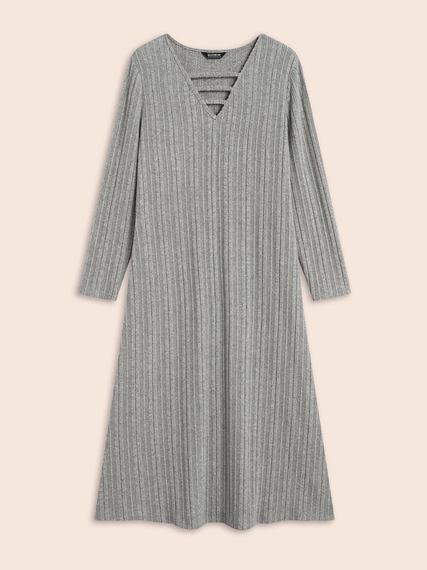 Airy Cozy Neck Cut-Out Midi Dress