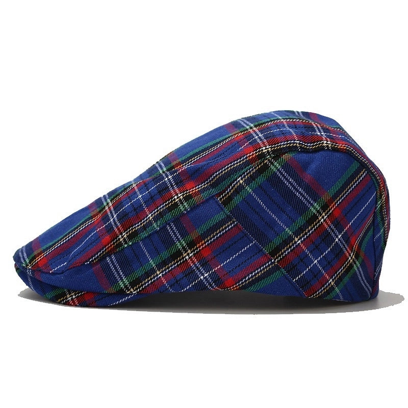 Beret Women's Trendy Korean-style Plaid Cap Men's Sunscreen Sun Hat Outdoor Casual Plaid Forward Hat