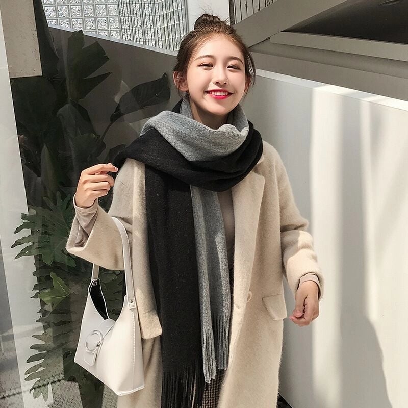 Scarf Women's Winter Versatile Cute Student Thickened Wool Warm Internet Celebrity Scarf Men