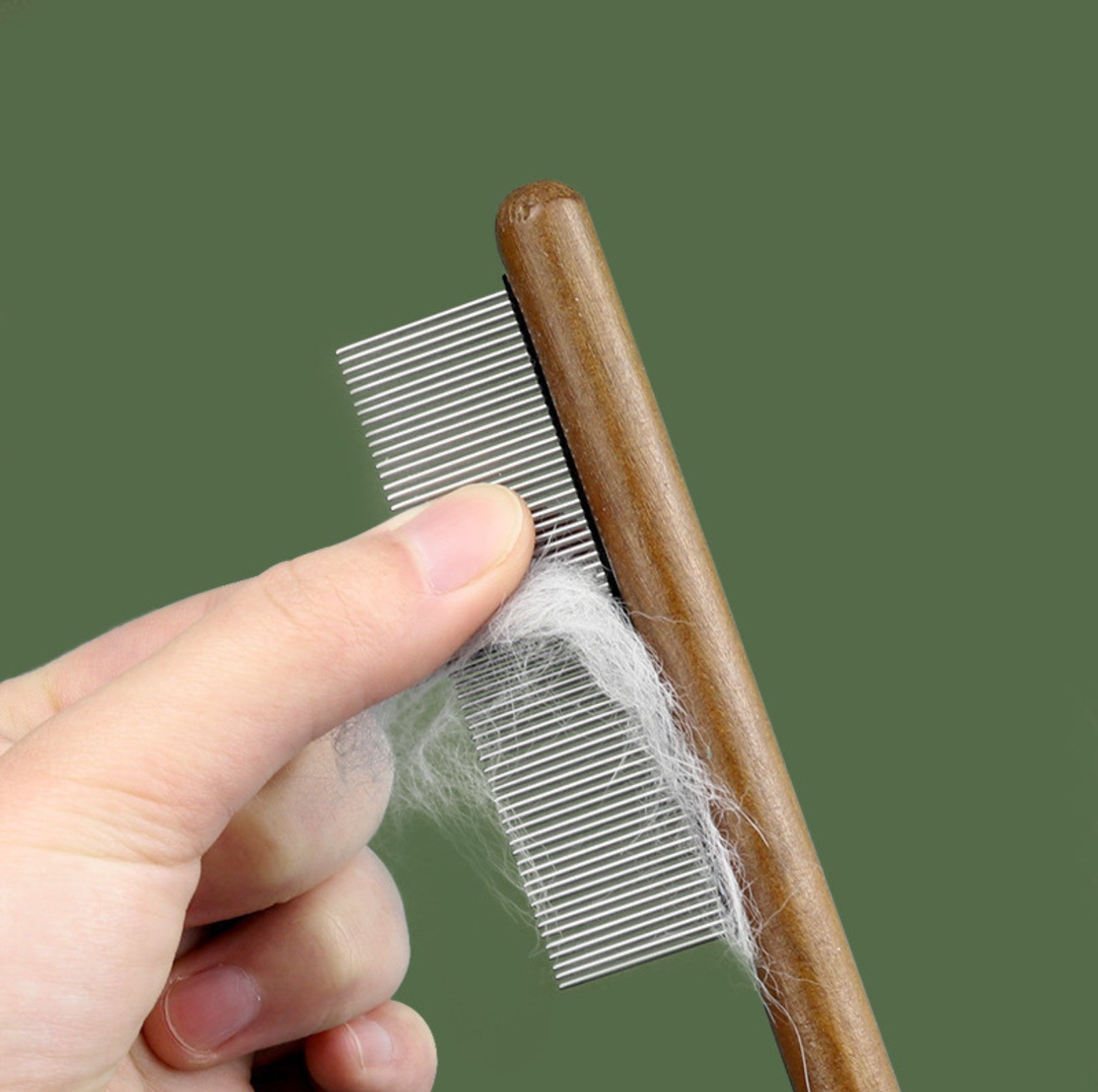 Versatile Stainless Steel Pet Brush with Wooden Handle - 3 Styles