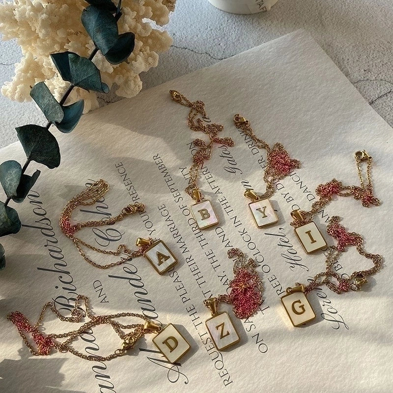Fashion Letter 304 Stainless Steel Artificial Pearls 18K Gold Plated Letters Plating Metal Necklace