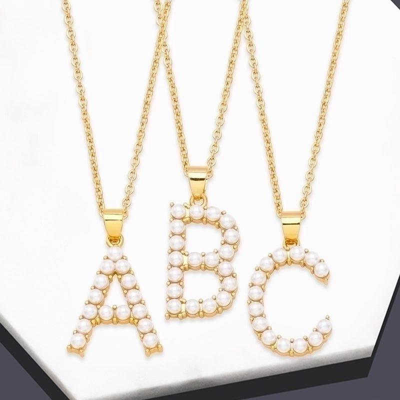 Copper Cable Chain Letter Pendant Necklace