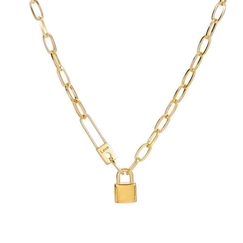 Letter Lock Titanium Steel Plating 18k Gold Plated Necklace