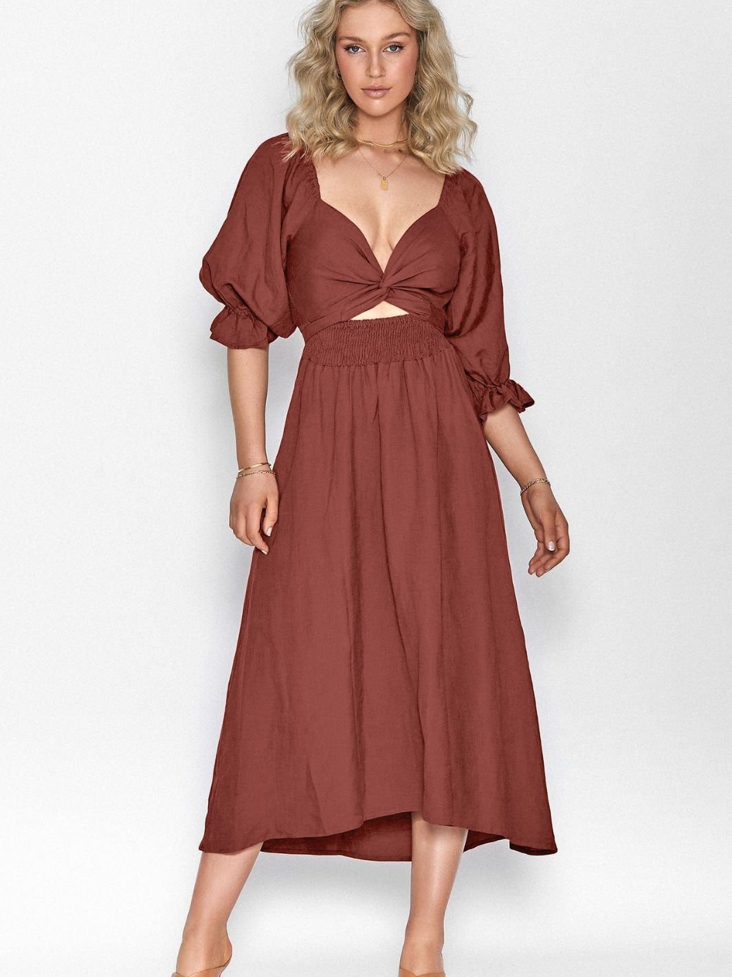 🏖️FRENCH RUFFLED LANTERN SLEEVES MULTI-WEAR DRESS🔥HOT SALE 49% OFF