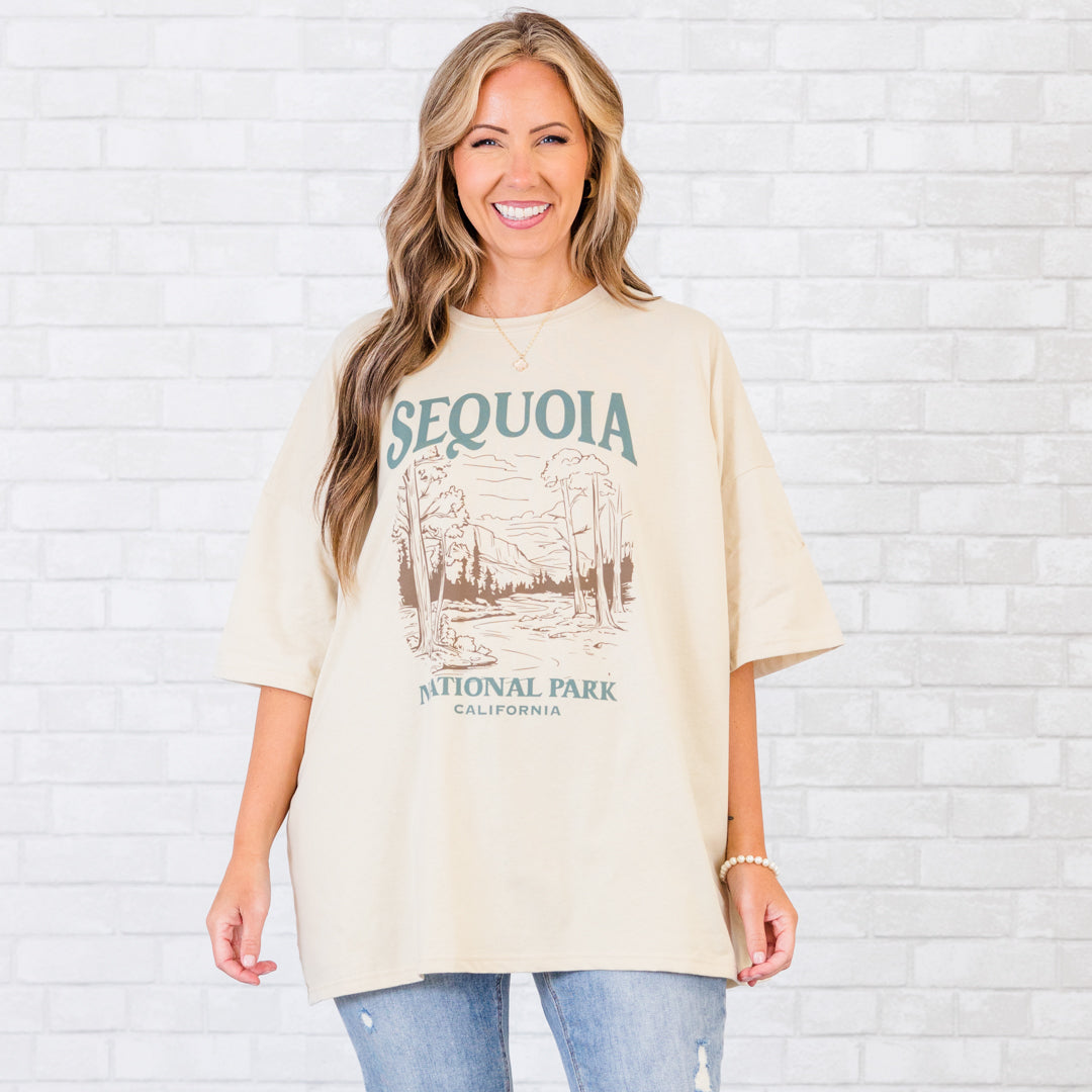 Travel Far & Wide Boyfriend Tee. Dust