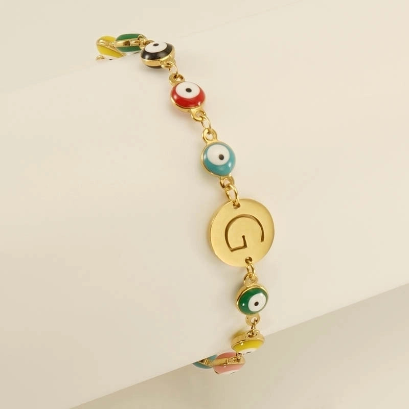 Titanium Steel Gold Plated Minimalist Classic Style Letter Plating Bracelets
