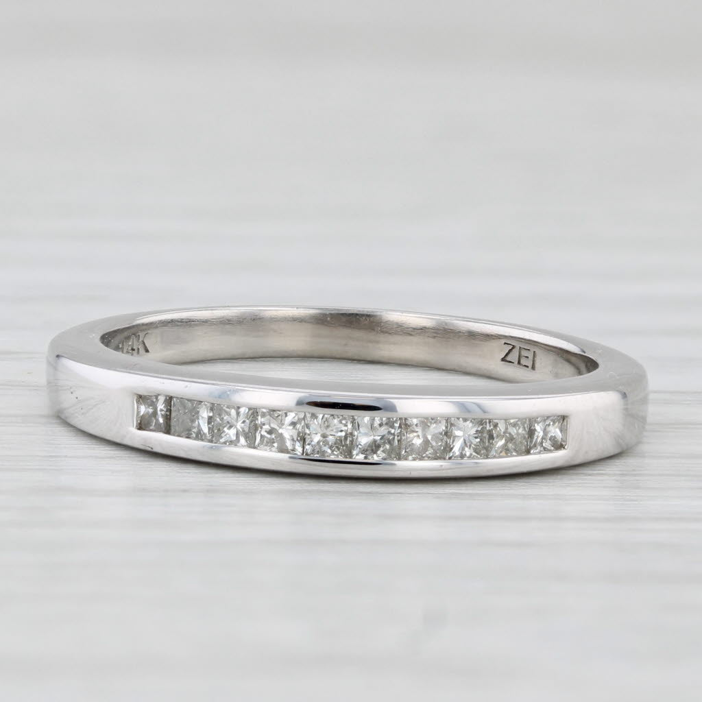 0.42ctw Diamond Wedding Band 14k White Gold Size 8.5 Stackable Ring