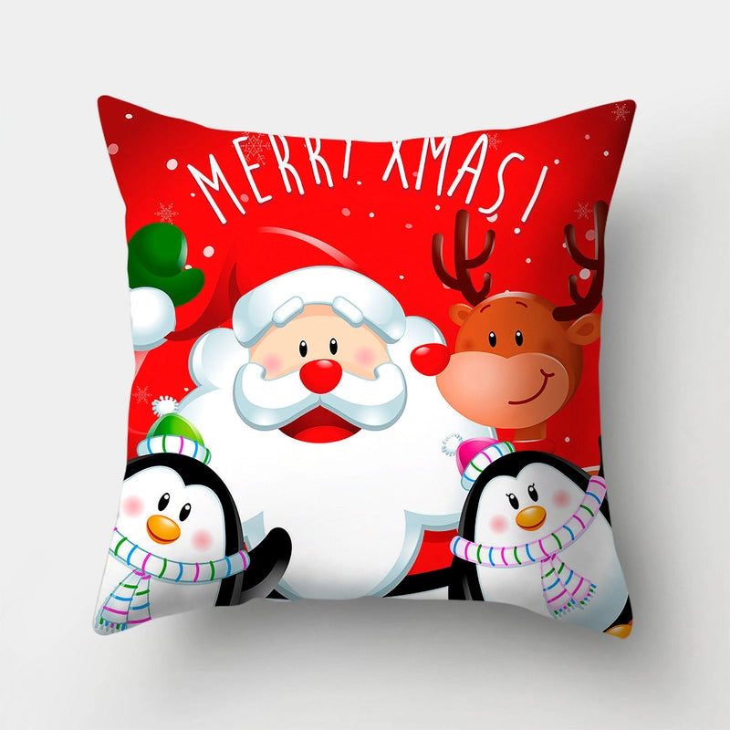 Christmas Minimalist Santa Claus Gift Box Snowman Fibre Peach Skin Pillow Cases Couch & Sofa Decor