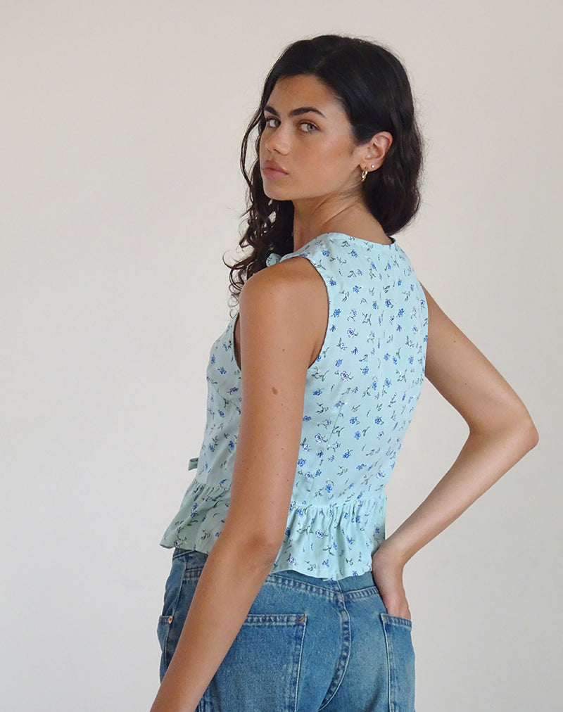 Revata Tie Front Top in Pretty Petal Green