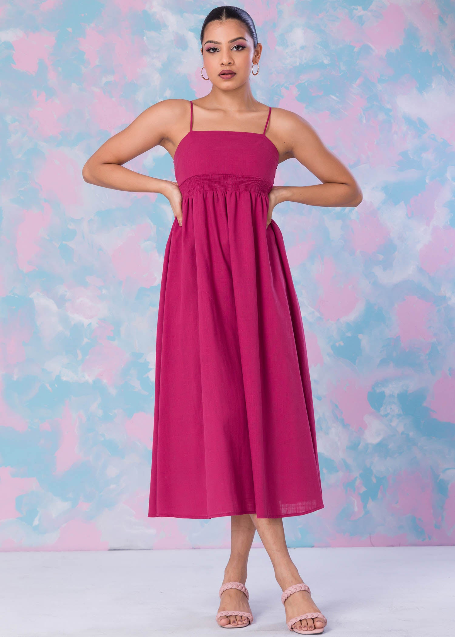 Strappy Dress With Smocking Waist Band