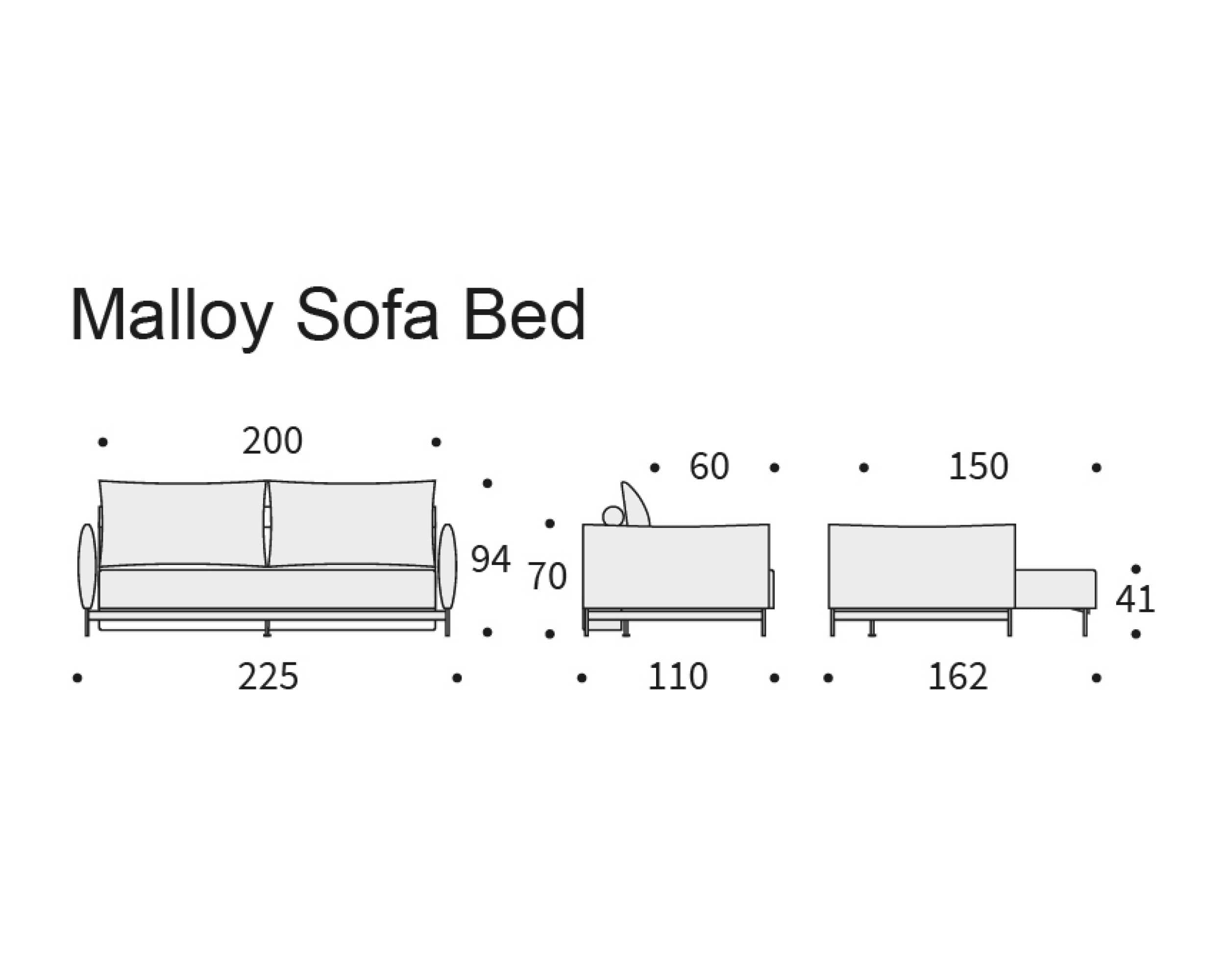 Innovation Living Malloy Sofa Bed. 216 Flashtex Dark Grey