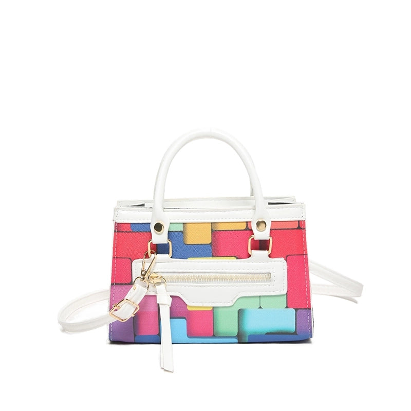 Women's Medium Pu Leather Color Block Streetwear Zipper Crossbody Bag