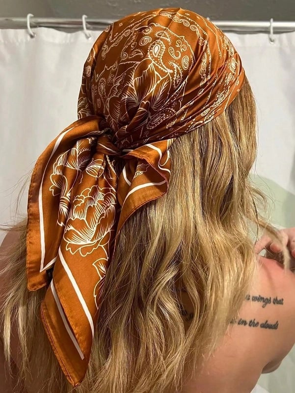 Women's Casual Hip-Hop Sports Paisley Satin Printing And Dyeing Silk Scarf