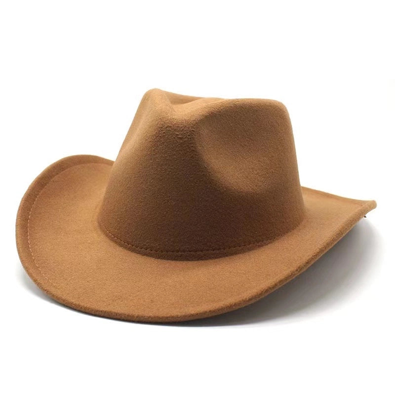 Top Hat Western Cowboy Hat Rolled Eaves Bump Top Retro Riding Hat Men's And Women's Woolen Felt Hat