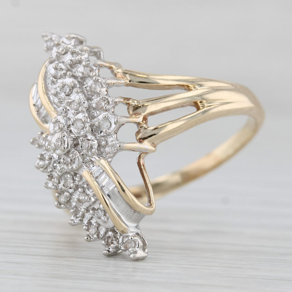 0.19ctw Diamond Cluster Ring 10k Yellow Gold Size 11.5 Cocktail