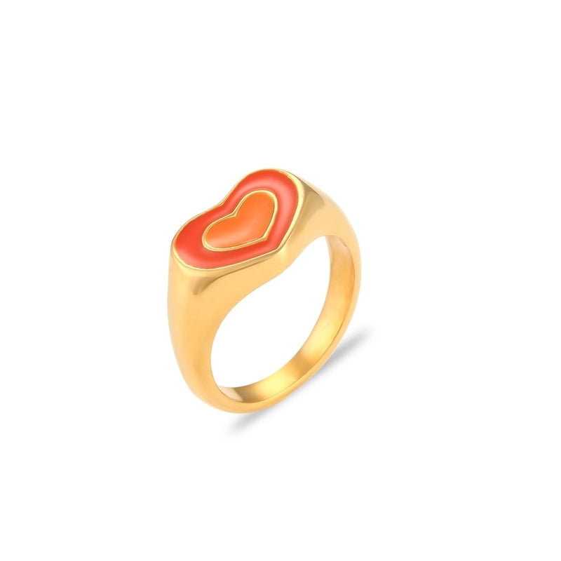 Fashion Heart Shape 304 Stainless Steel 18K Gold Plated Plating Rings