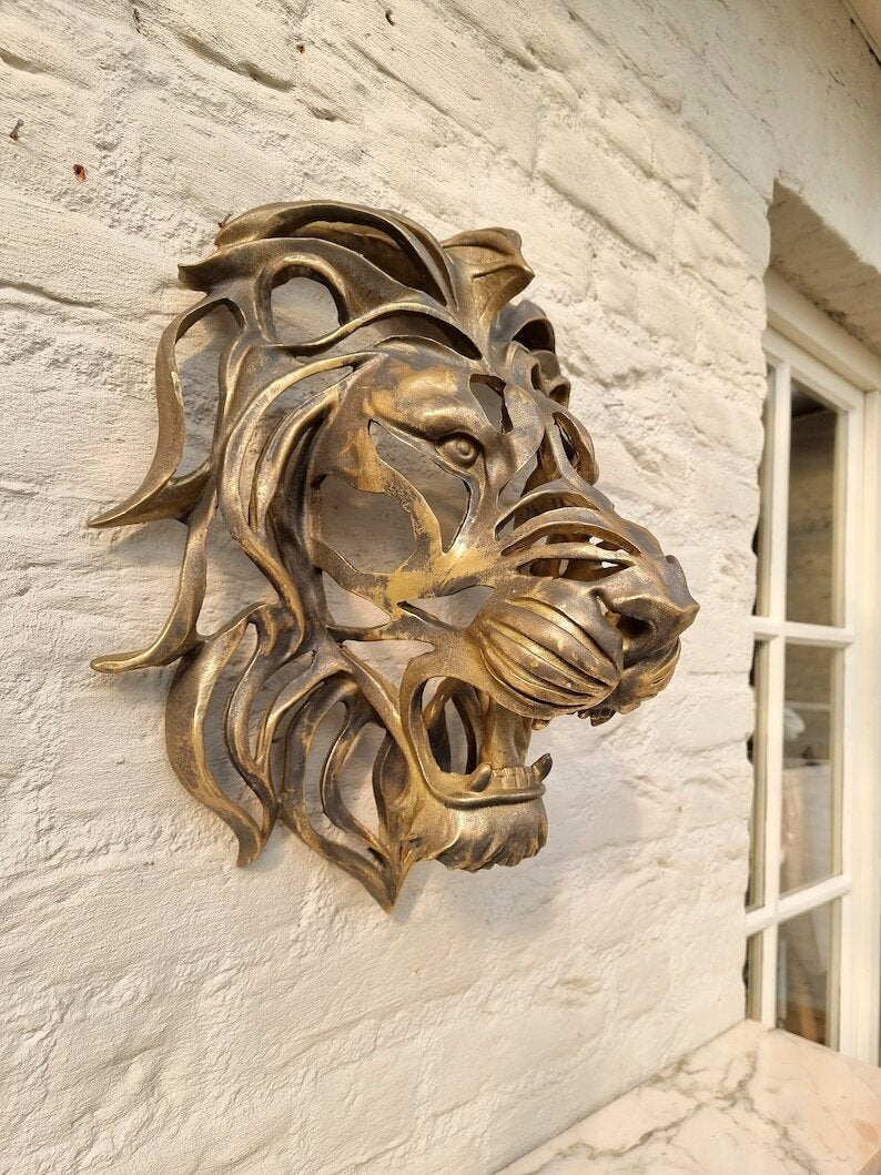 Rare Find-Large Lion Head Wall Mounted Art Sculpturee