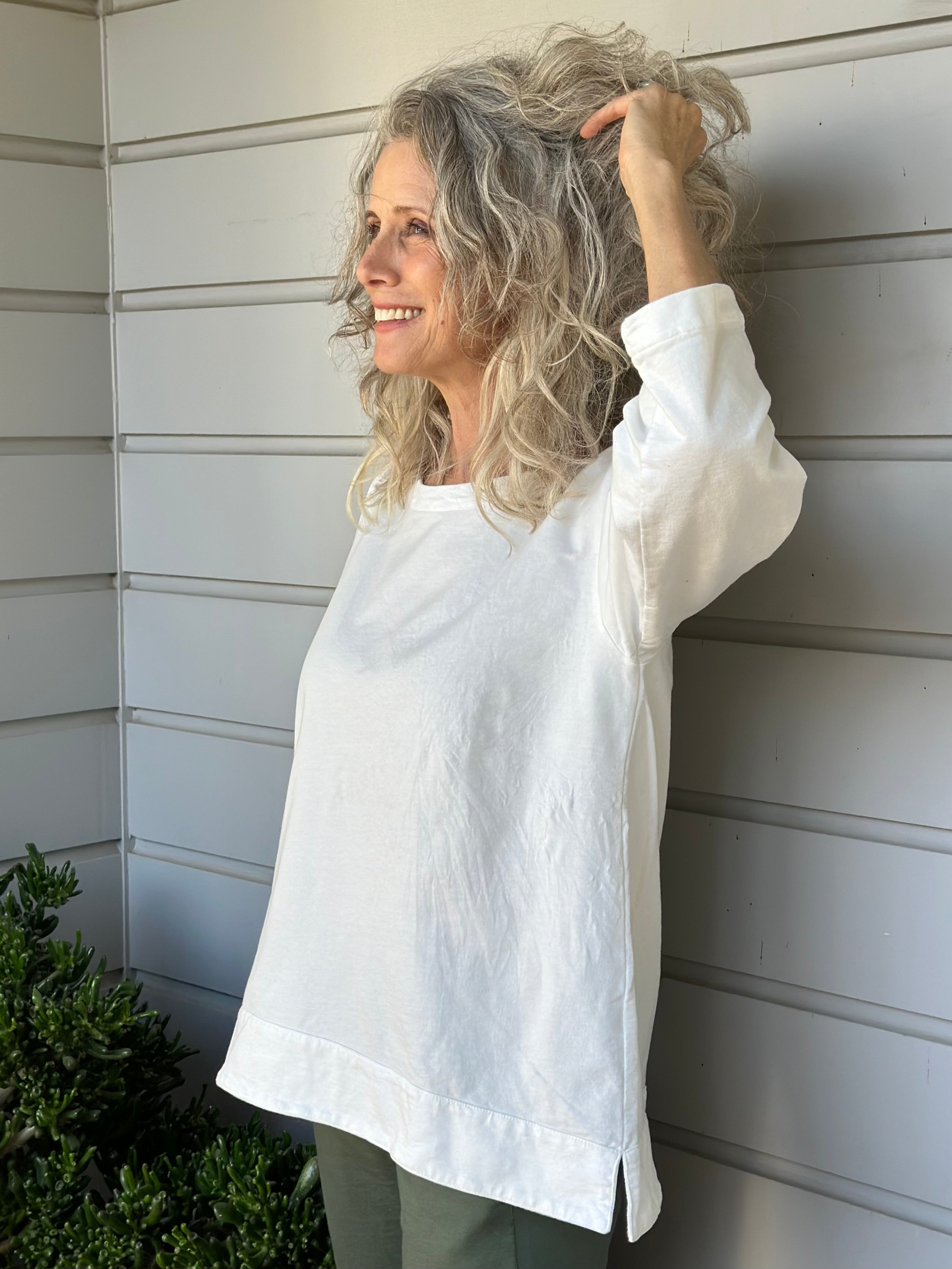april top - winter white  knit