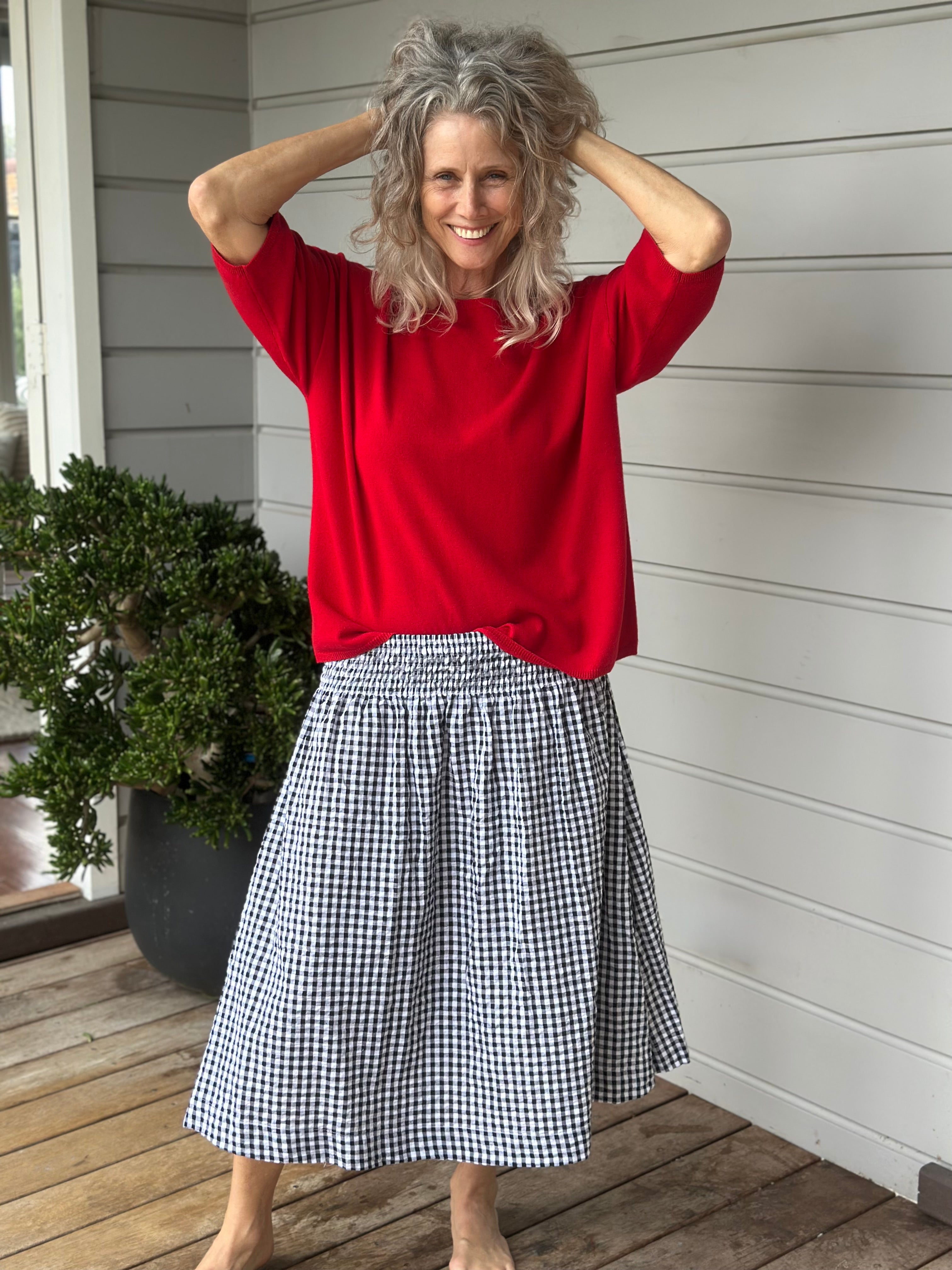 lola skirt -black /white gingham