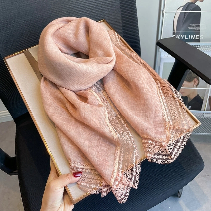 Women's Elegant Sweet Solid Color Polyester Printing Silk Scarf
