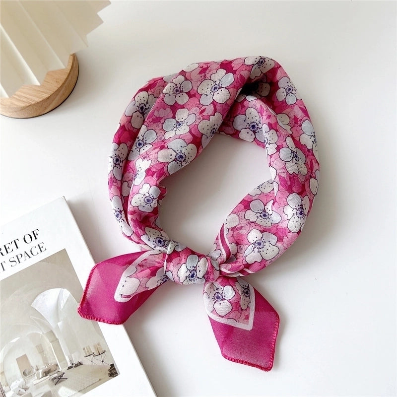 Women's Pastoral Minimalist Flower Cotton And Linen Printing Silk Scarf
