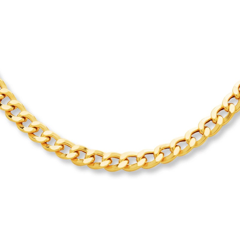 Curb Link Necklace Solid 10K Yellow Gold 22