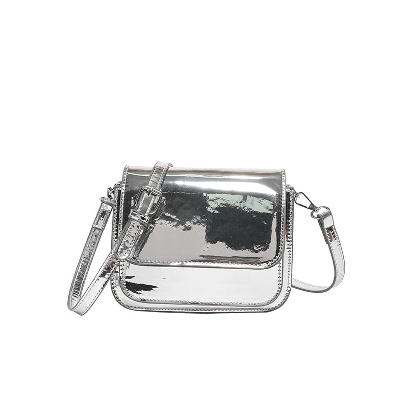 Texturized Small Bag Summer Women's Bag -style Simple Shoulder Bag Patent Leather Ginny Face Crossbody Bag