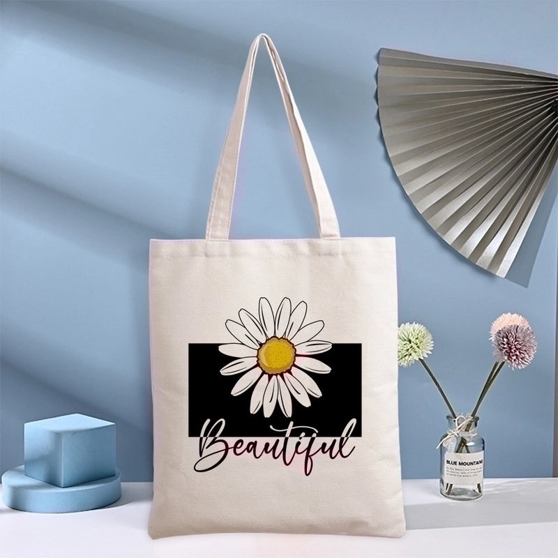 Women's Streetwear Flower Canvas Shopping Bags