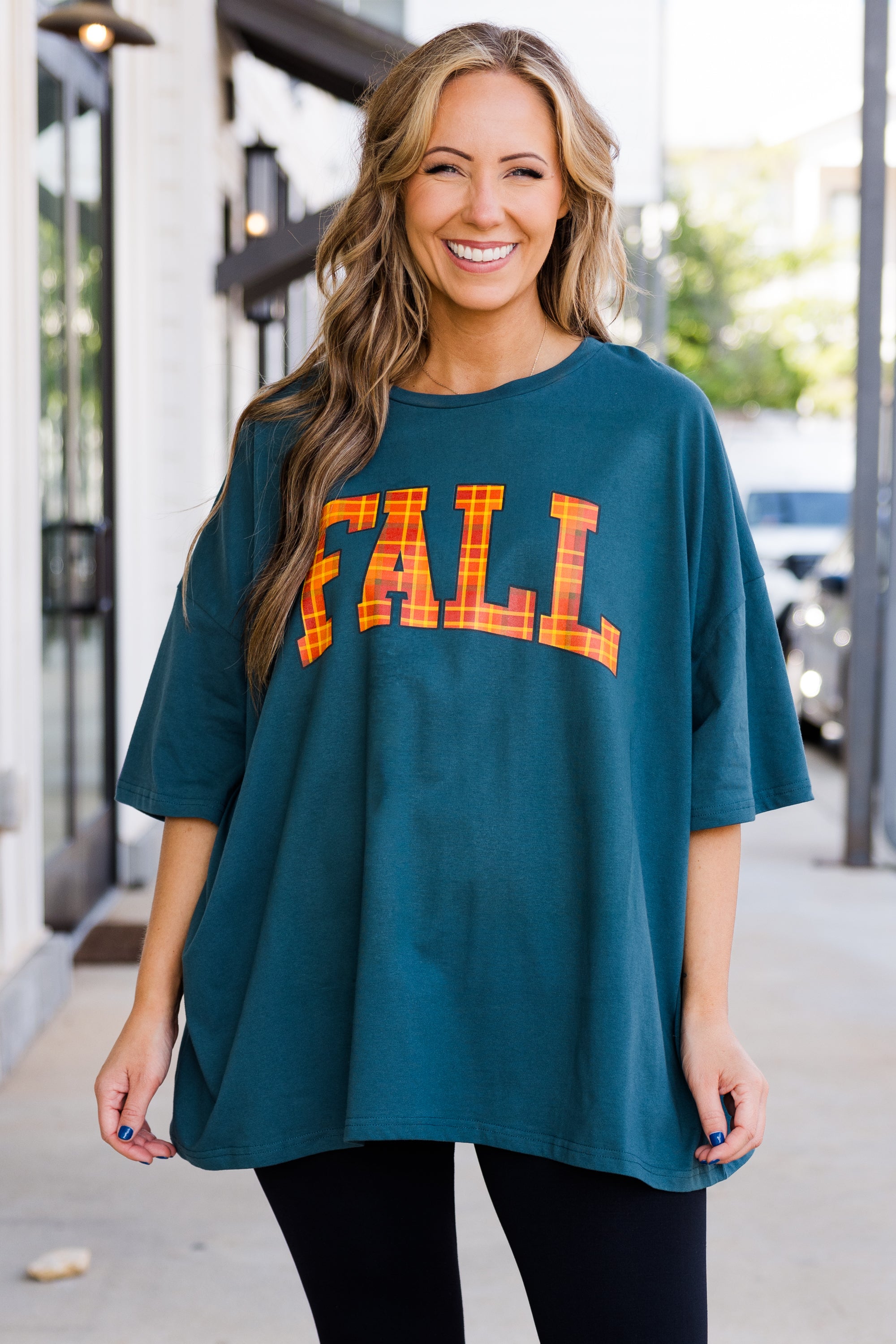 Feeling Like Fall Boyfriend Tee. Peacock