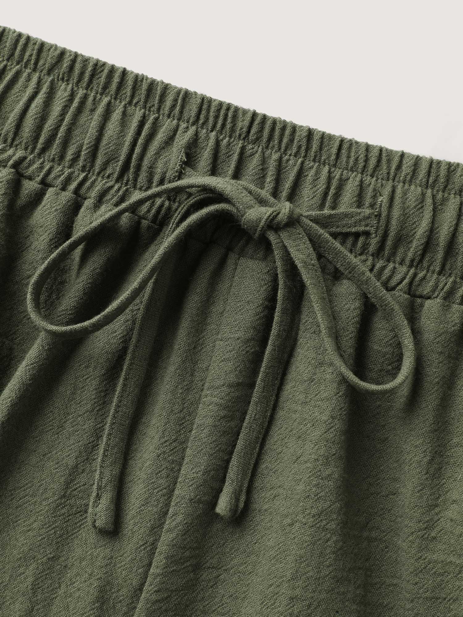Cotton Drawstring Waist Straight-Leg Shorts