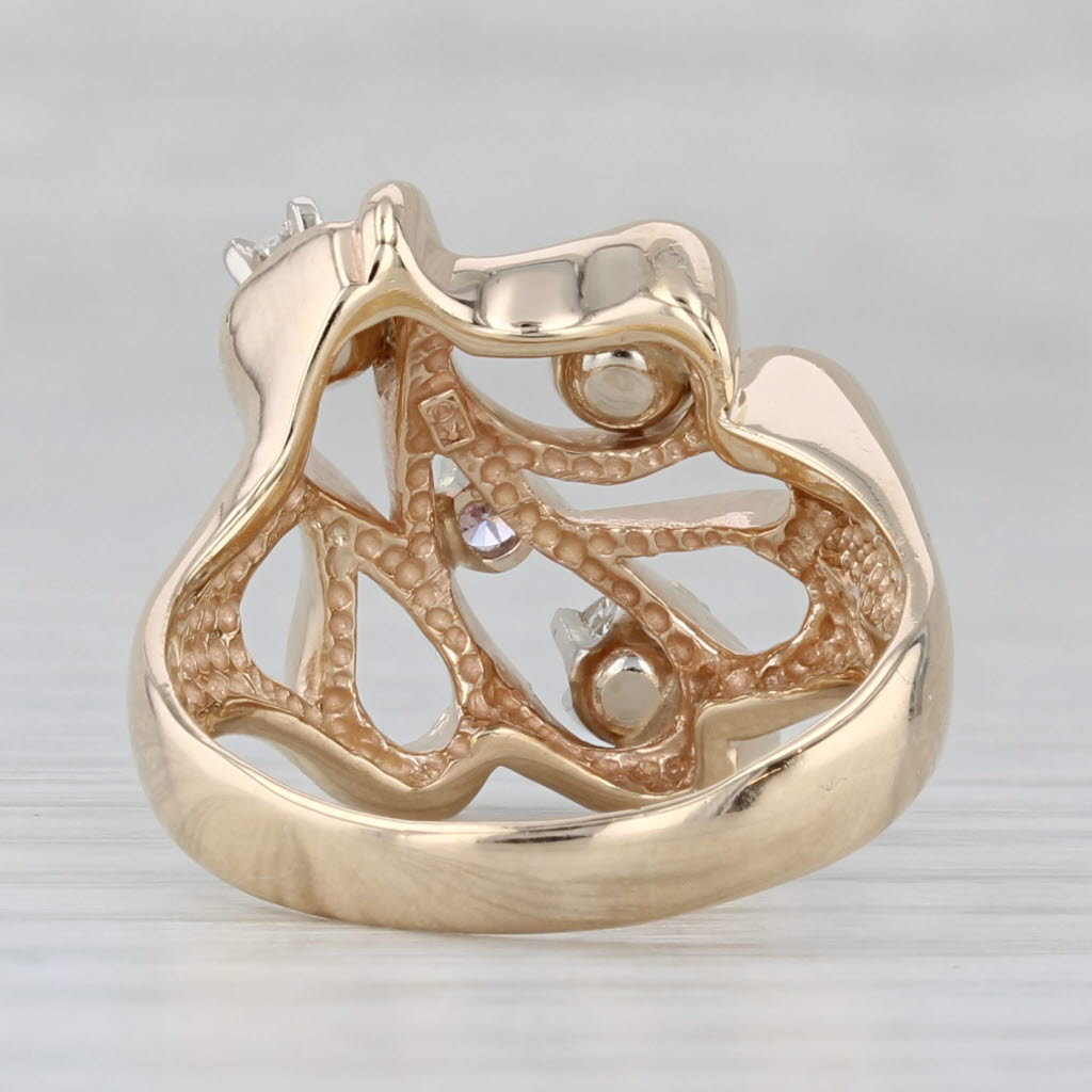 0.43ctw Diamond Abstract Ring 14k Yellow Gold Size 7.75 Cocktail