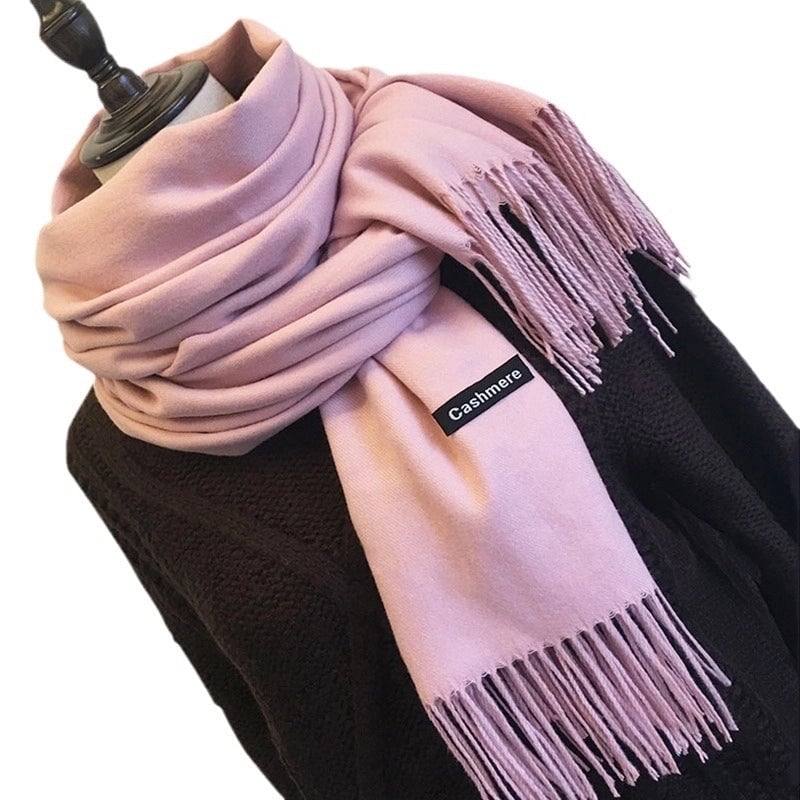 Autumn And Winter New Solid Color Scarf Sweet Wind Imitation Cashmere Scarf Women's Warm Scarf Fashion Shawl