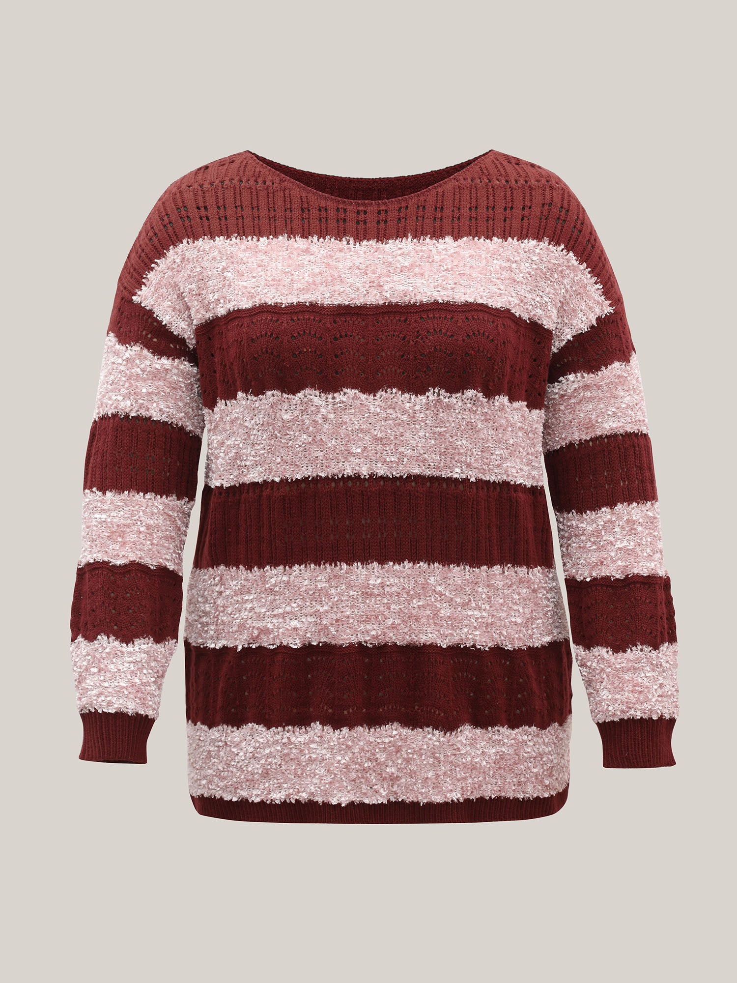 Striped Color-Block Textured Pullover