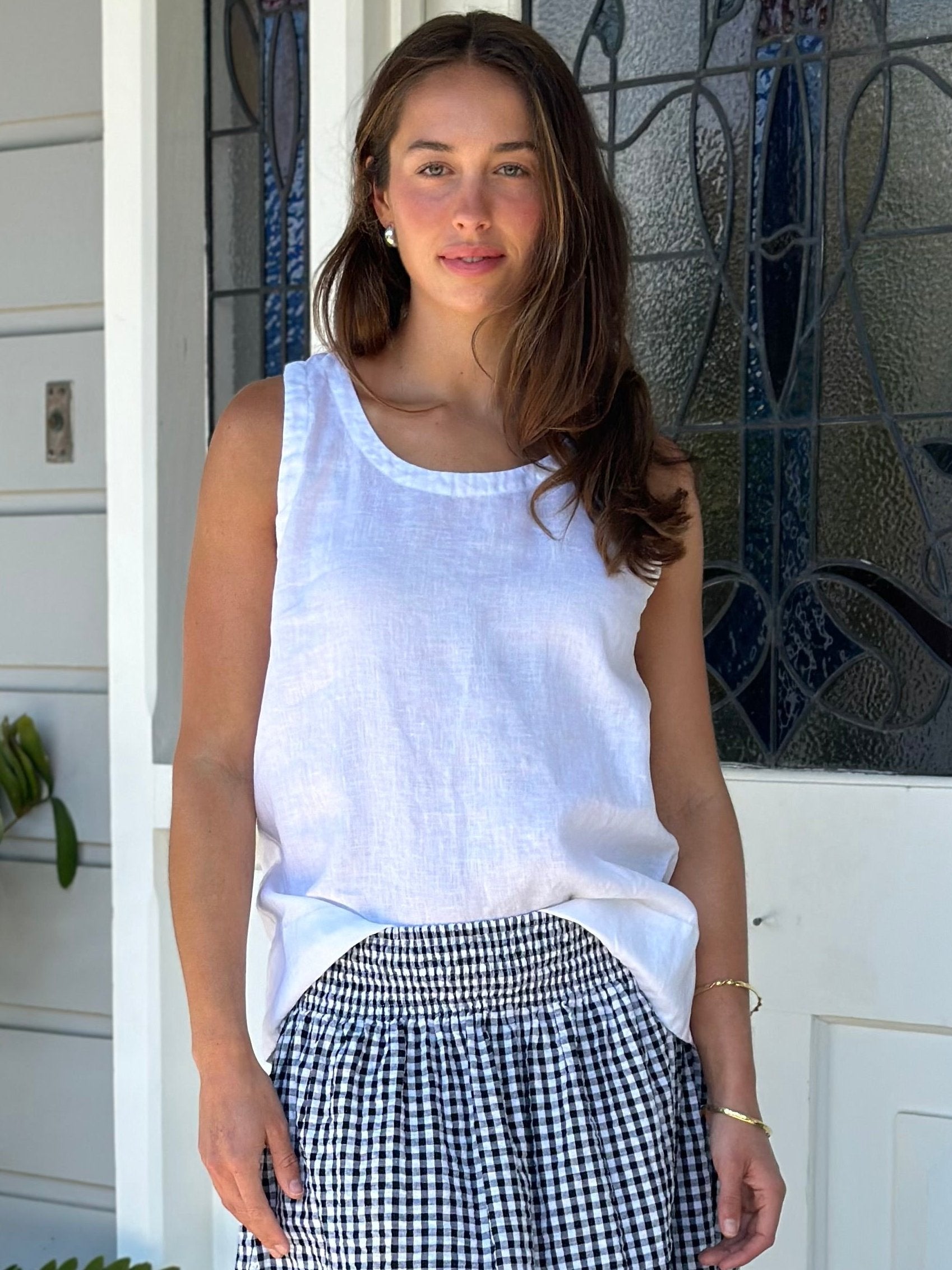 alice tank-white linen