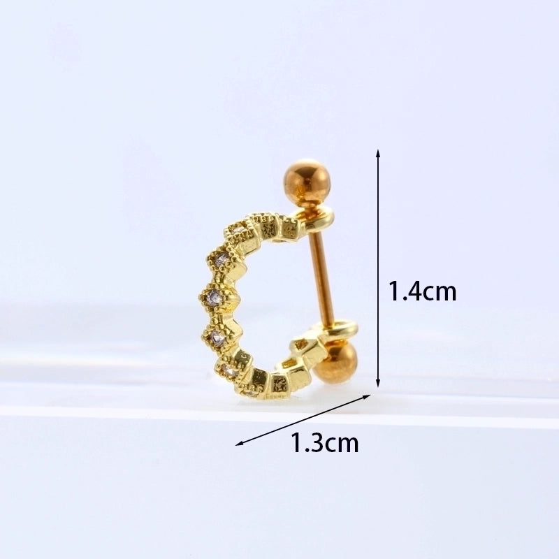 Ear Cartilage Rings & Studs Fashion U Shape 316L Stainless Steel  Copper Inlaid Zircon