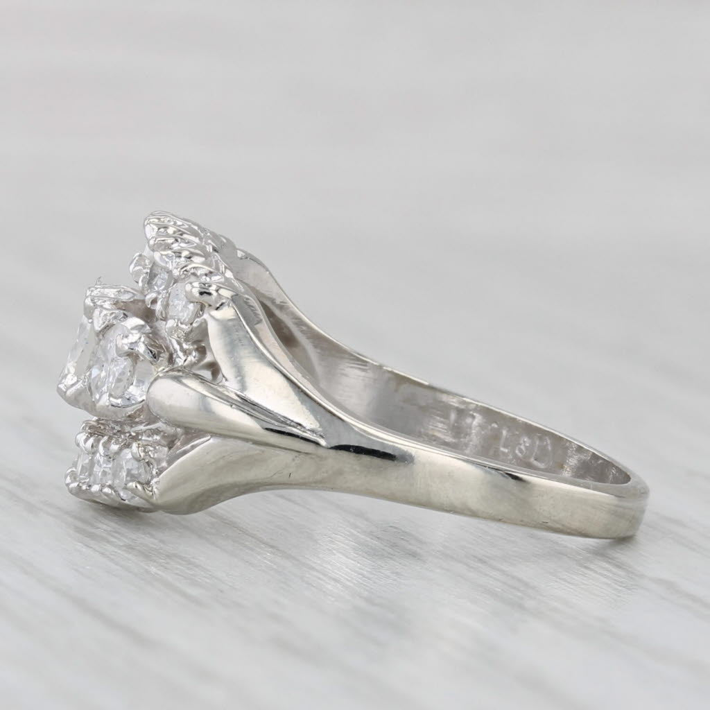 Vintage 0.94ctw Diamond 3-Stone Ring 14k White Gold Size 7.25