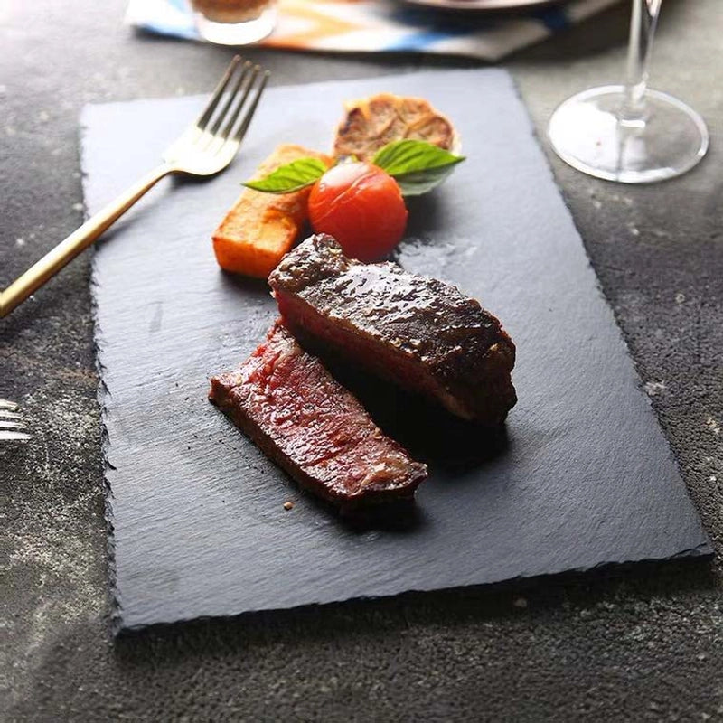 Slate Dinner Plate Dessert Sushi Plate Western Food Black Slate Plate Tableware Flat Plate Barbecue Steak Plate