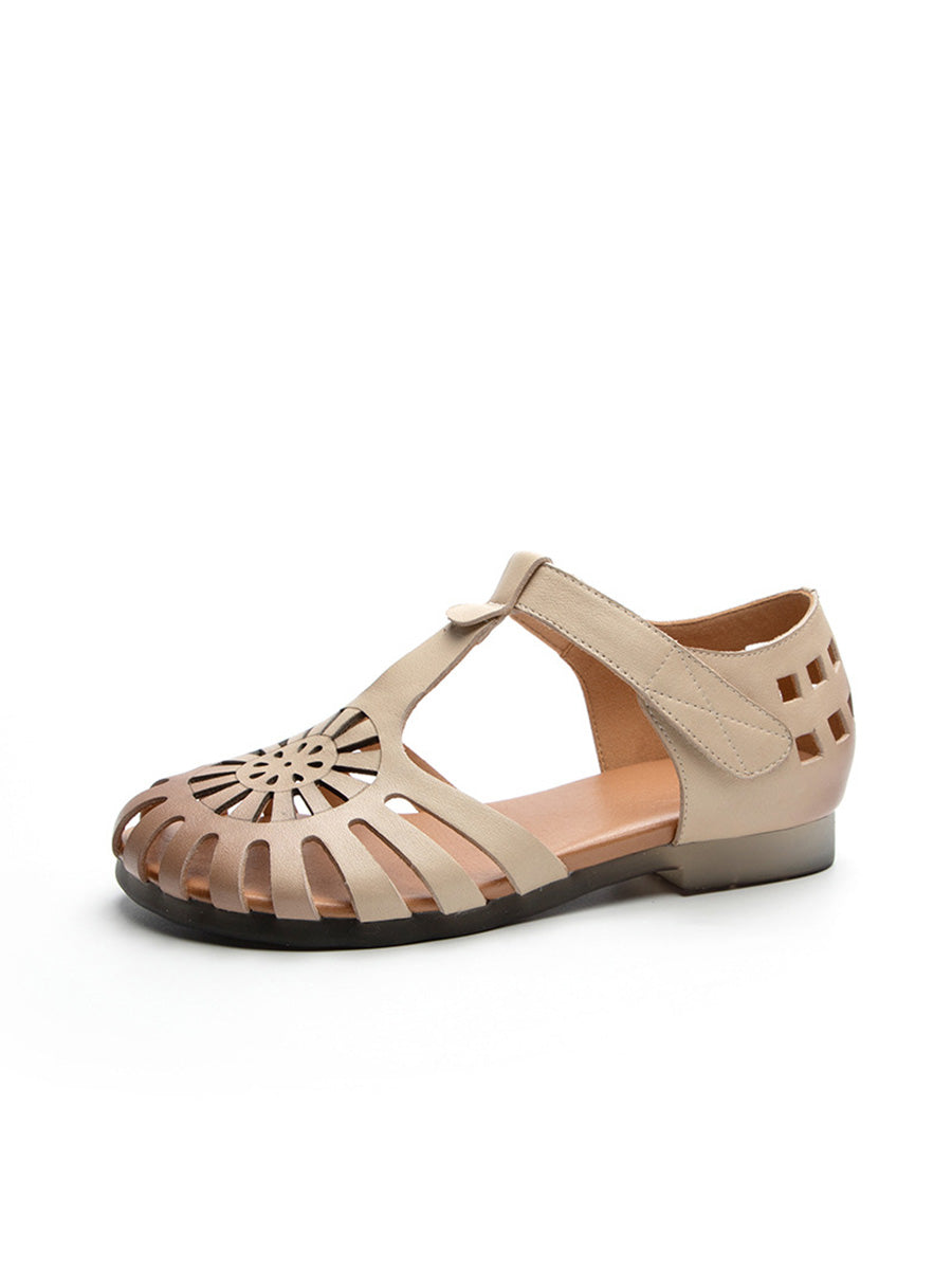 Women Summer Casual Genuine Leather Hollow Out Sandals
