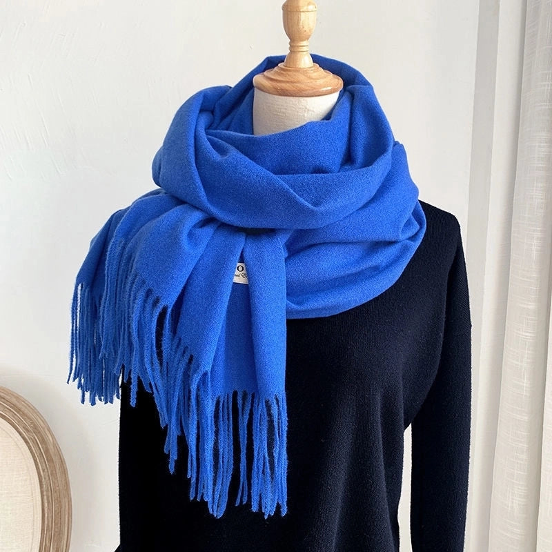 Autumn And Winter Imitation Cashmere Scarf Classic Double-sided Solid Color Men's And Women's Warm Large Shawl Dual-use Scarf