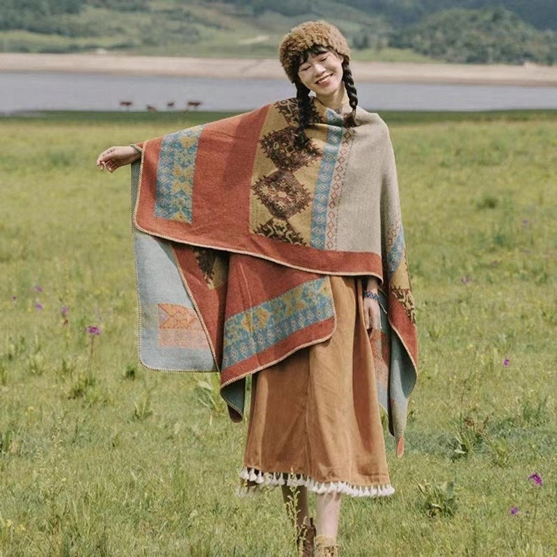 Unisex Ethnic Style Geometric Imitation Cashmere Shawl