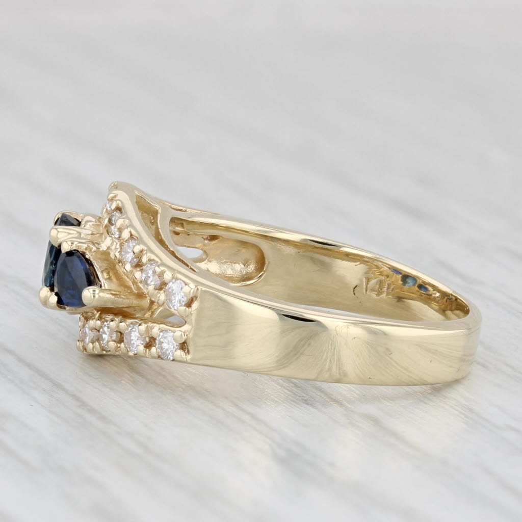 1.07ctw Blue Sapphire Diamond Ring 14k Yellow Gold Size 5.5