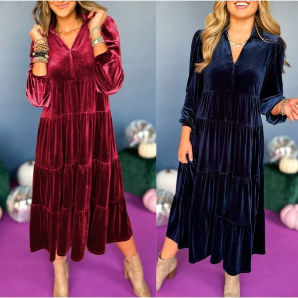 🎁Last Day 49% OFF--🔥V Neck Velvet Dress