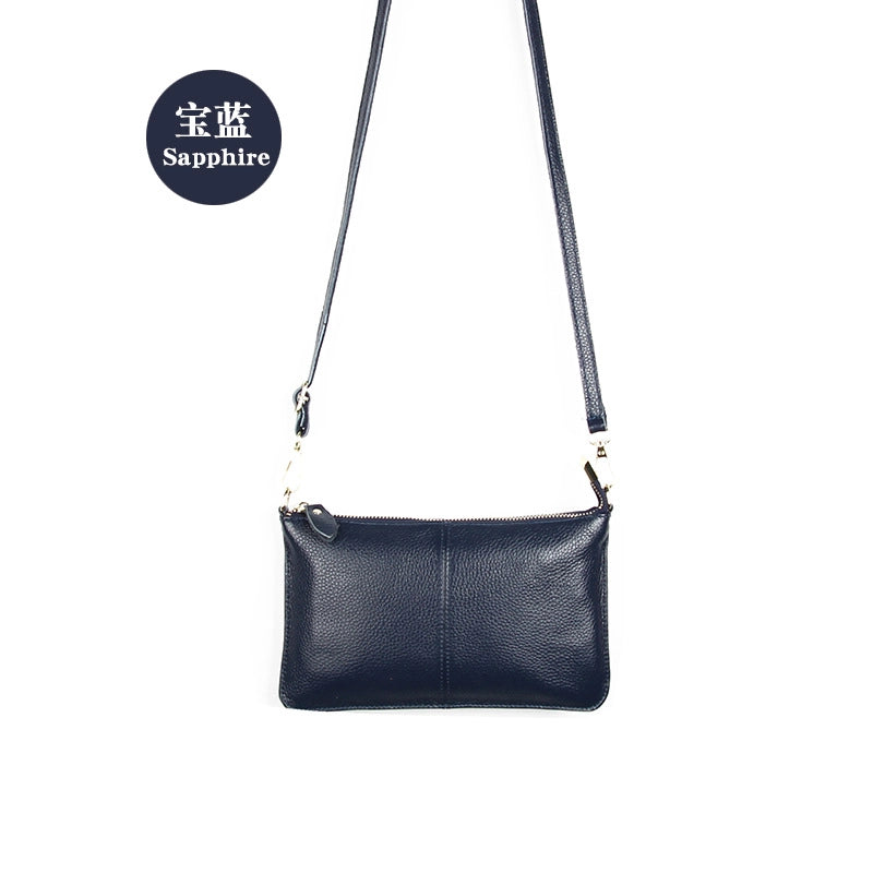 Small Leather Solid Color Fashion Zipper Envelope Bag Shoulder Bag