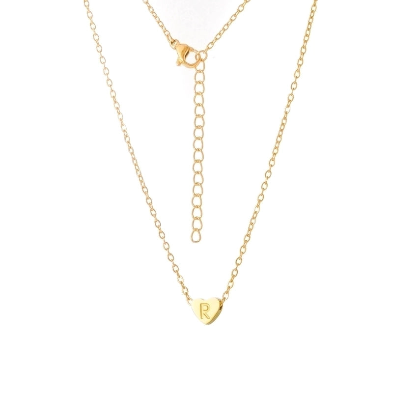 Stainless Steel Titanium Steel 18K Gold Plated Minimalist Letter Heart Shape None Pendant Necklace